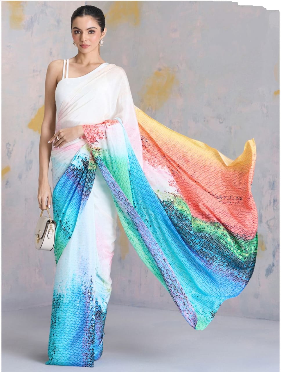 Midnight Rainbow Printed Saree