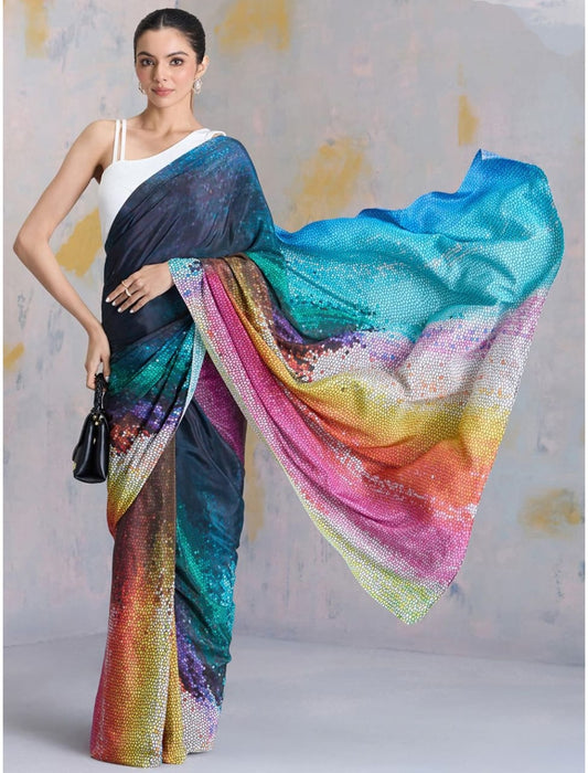 Rainbow Aura Digital Print Saree