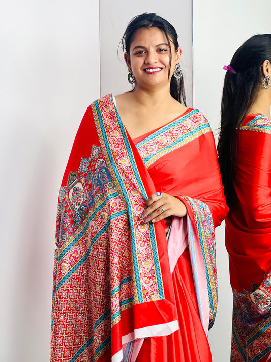 Festival Flame Red Saree