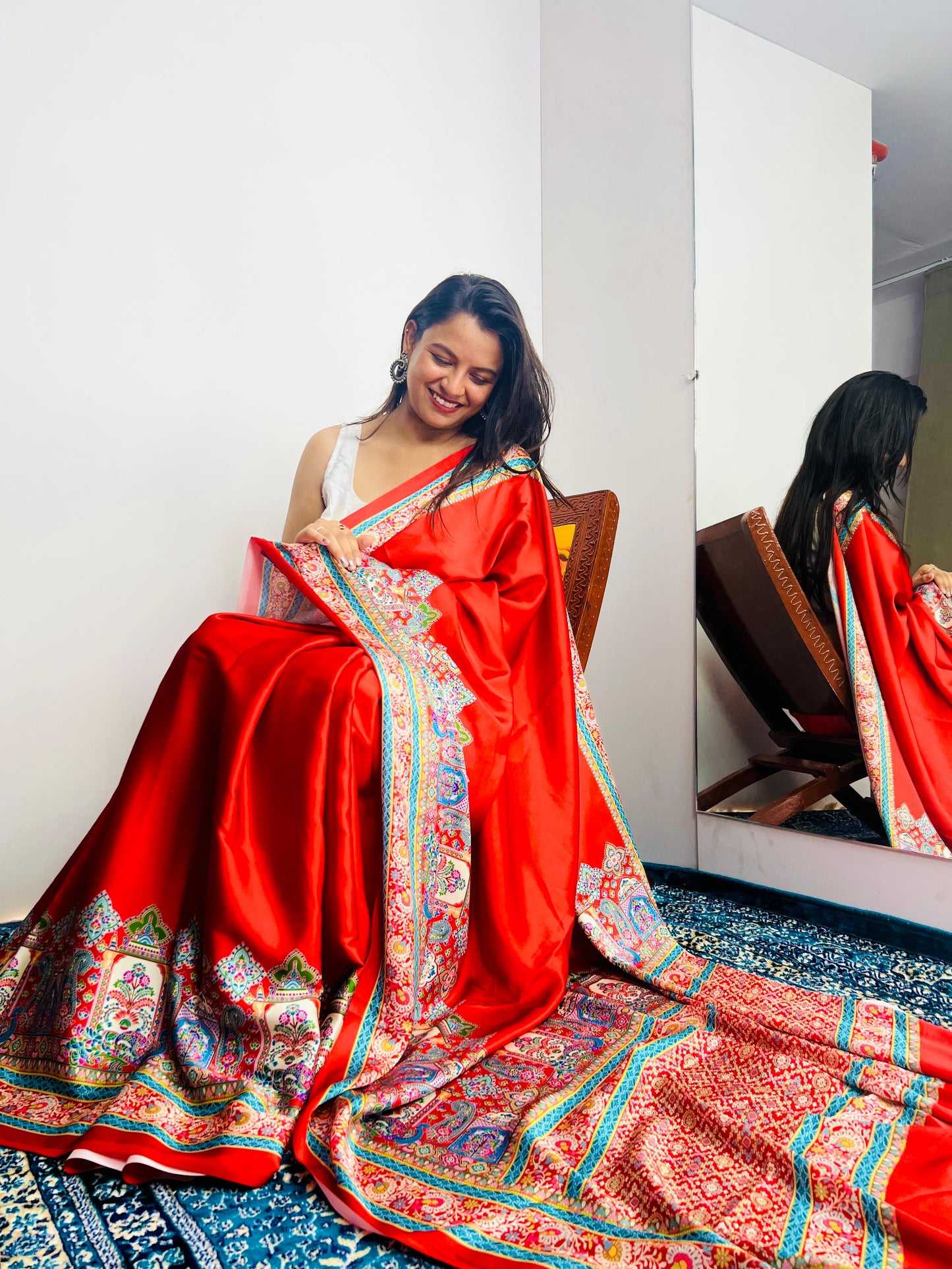 Festival Flame Red Saree