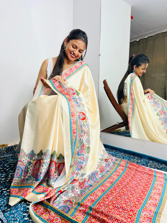 White Elegance Designer Saree