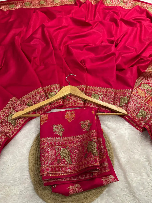 Rani Pink Warm Silk Tilfi Meenakari Weave Banarasi Saree