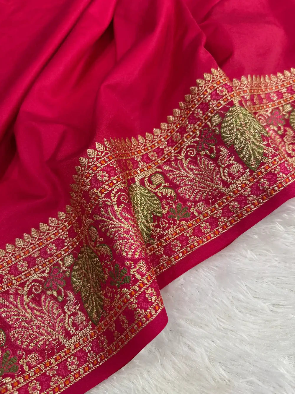 Rani Pink Warm Silk Tilfi Meenakari Weave Banarasi Saree