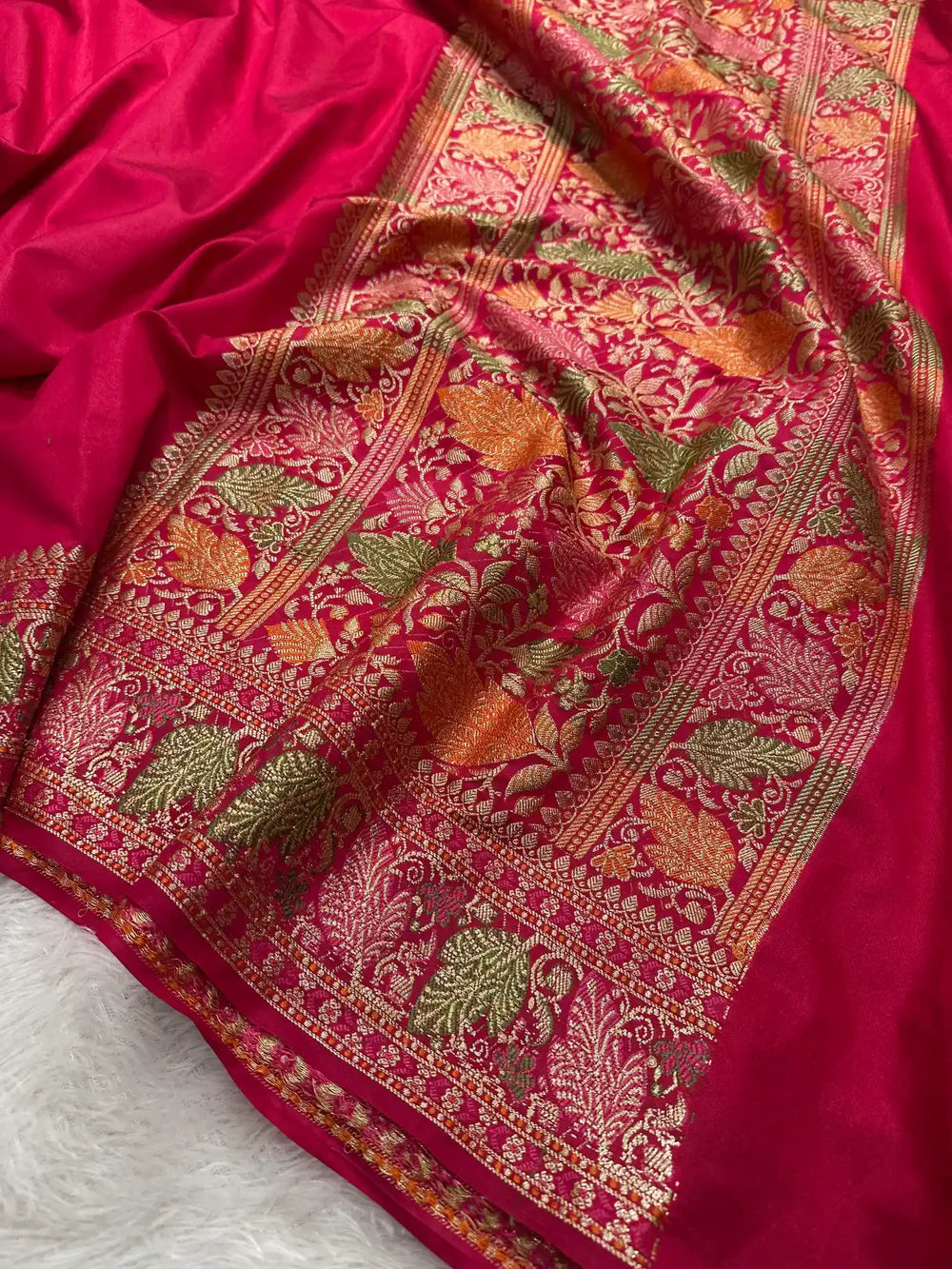 Rani Pink Warm Silk Tilfi Meenakari Weave Banarasi Saree